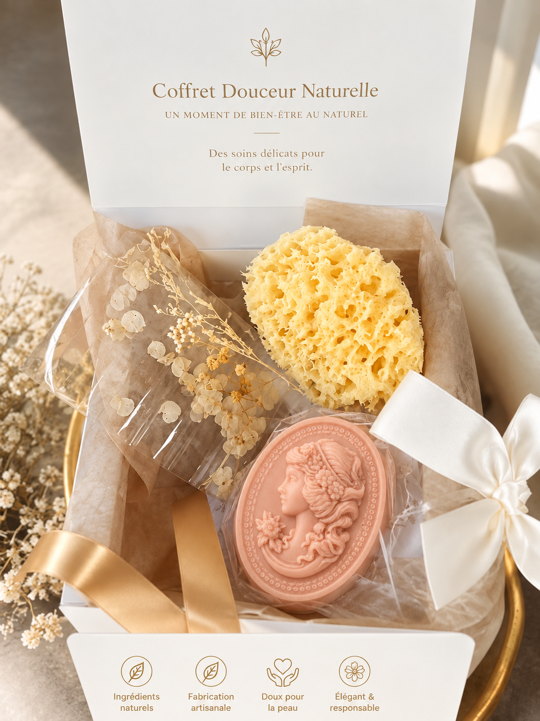 Coffret cadeau artisanal savon camée caresse