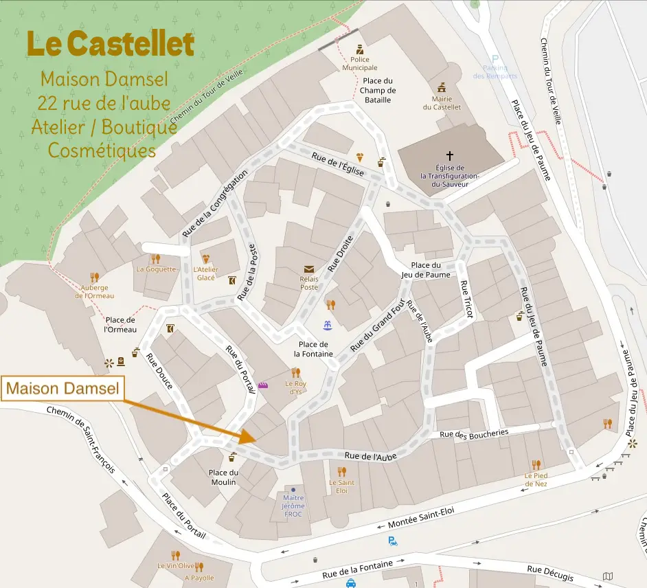 Plan d’accès à la boutique Maison Damsel dans le village du Castellet